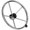 SEACHOICE 28541 5-Spoke Destroyer Steering Wheel with Turning Knob  Stainless Steel  Black Center Cap view 1