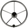SEACHOICE 28541 5-Spoke Destroyer Steering Wheel with Turning Knob  Stainless Steel  Black Center Cap view 3