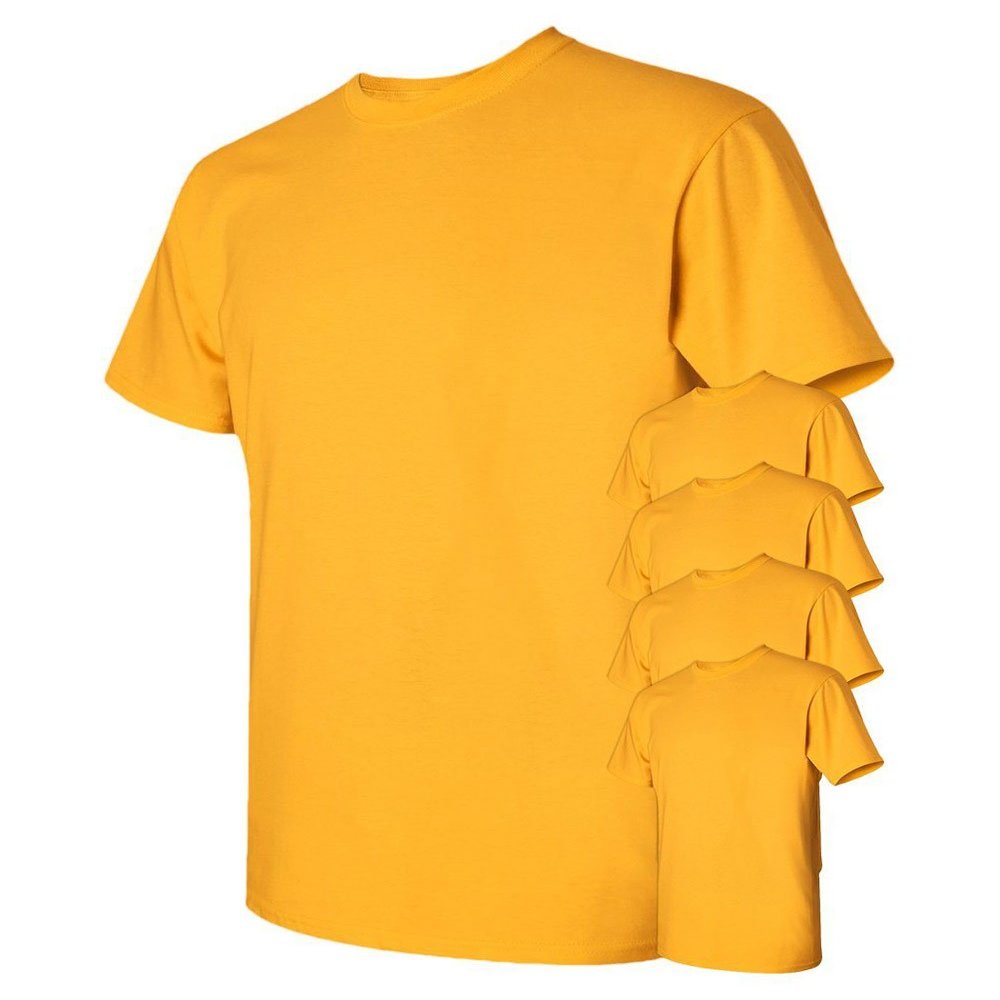 Gildan Men's Classic Heavy Cotton T-Shirt, Gold, S (Pack of 5)