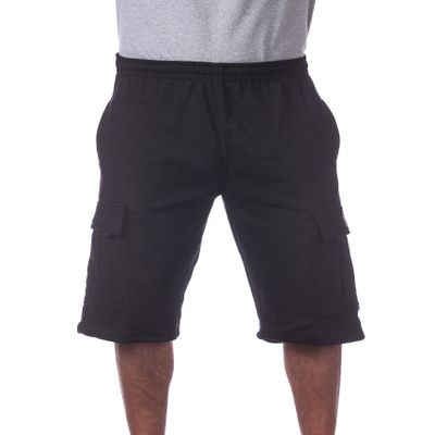 Pro Club Men's Fleece Cargo Short, Black, Medium
