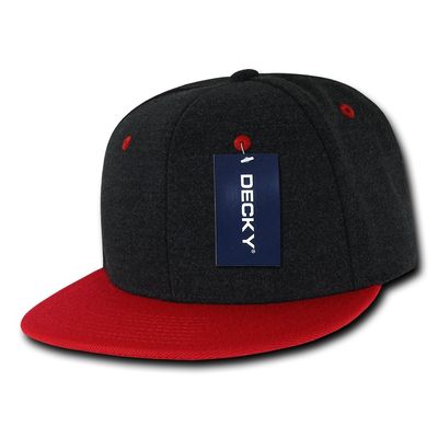 DECKY Melton Crown Snapbacks, Charcoal/Red