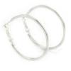 Medium, Thin Silver Tone Square Tube Round Hoop Earrings - 40mm D view 1