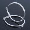 Medium, Thin Silver Tone Square Tube Round Hoop Earrings - 40mm D view 2