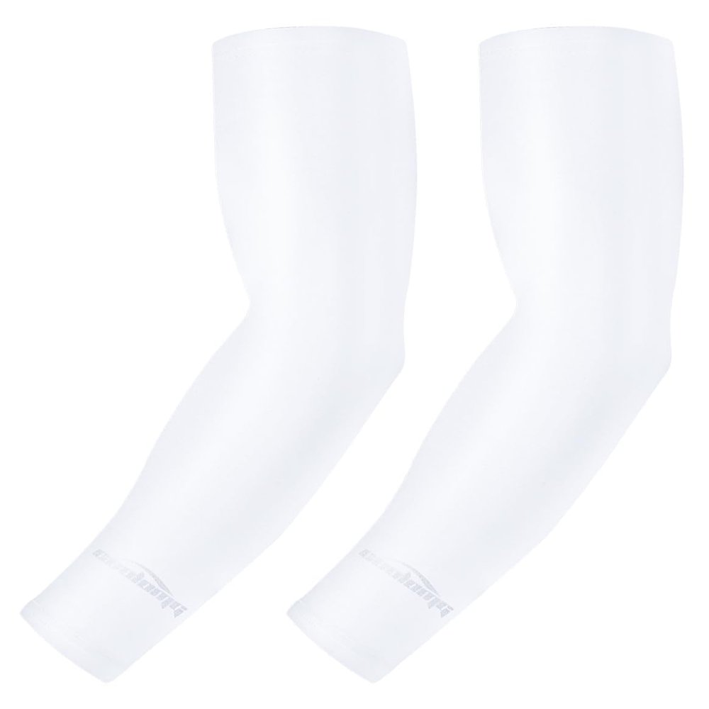 COOLOMG Compression Arm Sleeve for Basketball Baseball Football Volleyball Sports White M
