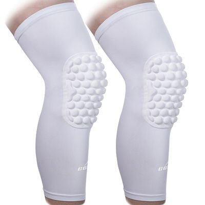 COOLOMG Basketball Knee Pads Youth Kids Adult Football Protective Padded Knee Compression Sleeves White L