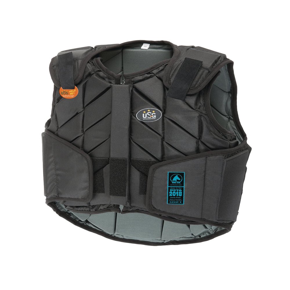 USG Eco-Flexi Panel Safety Vest, EN 13158-2018, Protective Vest, Black, Child M