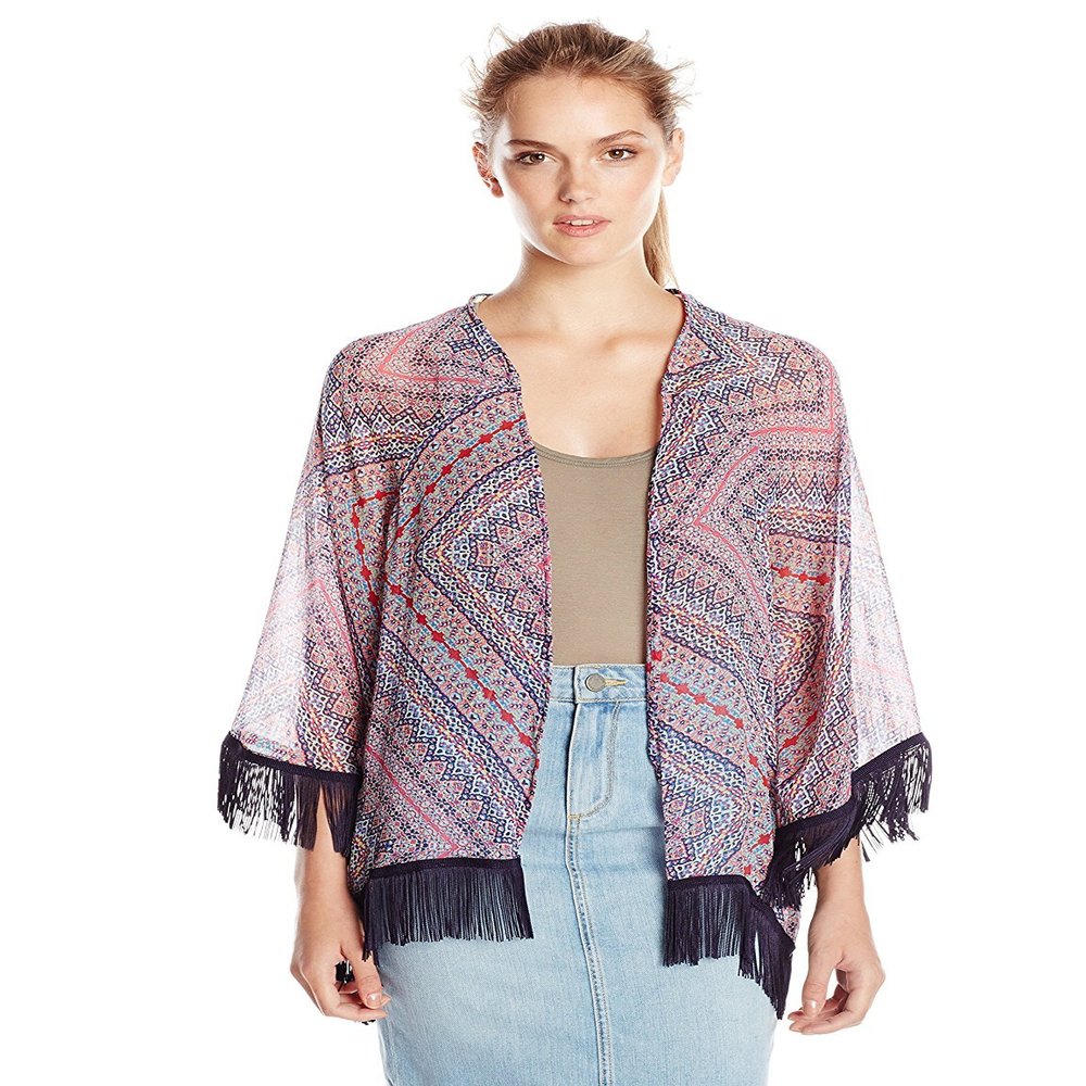 Jessica Simpson Women's Sammy Kimono-Inspired Jacket, Multi Mosaic, Large