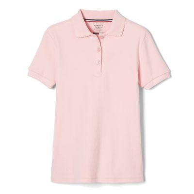 French Toast Little Girls' Short Sleeve Interlock Polo with Picot Collar, Pink, 2T