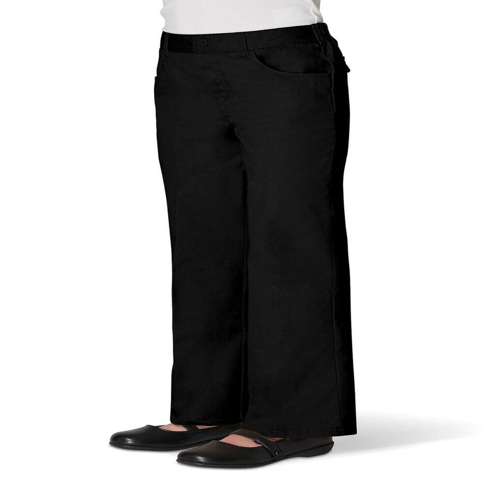 French Toast Girls' Pull-On Twill Bootcut Pants, Black, 3T