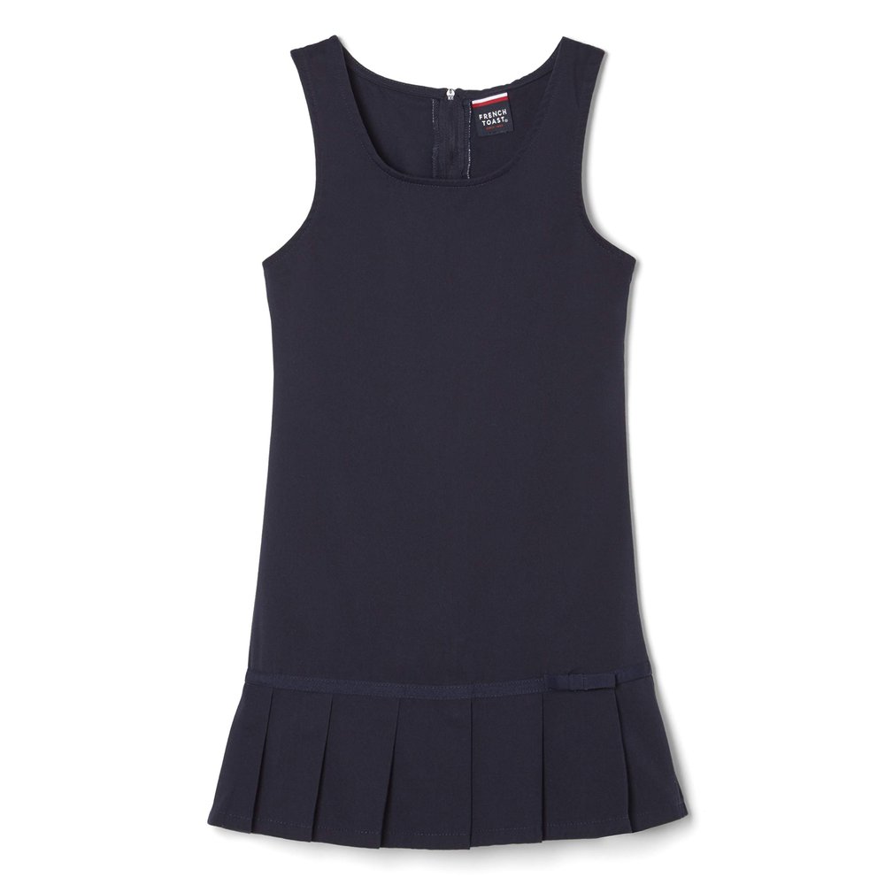 French Toast Girls' Ribbon Bow Pleated Jumper, Navy, 3T