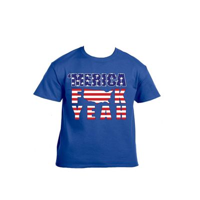 ALLNTRENDS Men T Shirt 'Merica F**k Yeah USA Print (2XL, Royal Blue)