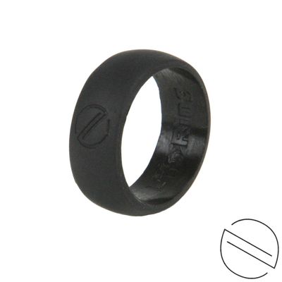 Life Ring - Men's Silicone Wedding Ring for Active Lifestyles | Flexible, Safe and Durable Silicone Wedding Band comes in Black, Blue and Red in US Sizes | 100% Life Time Replacement Warranty Included! Makes Great Gift or Stocking Stuffer! (Black, Si
