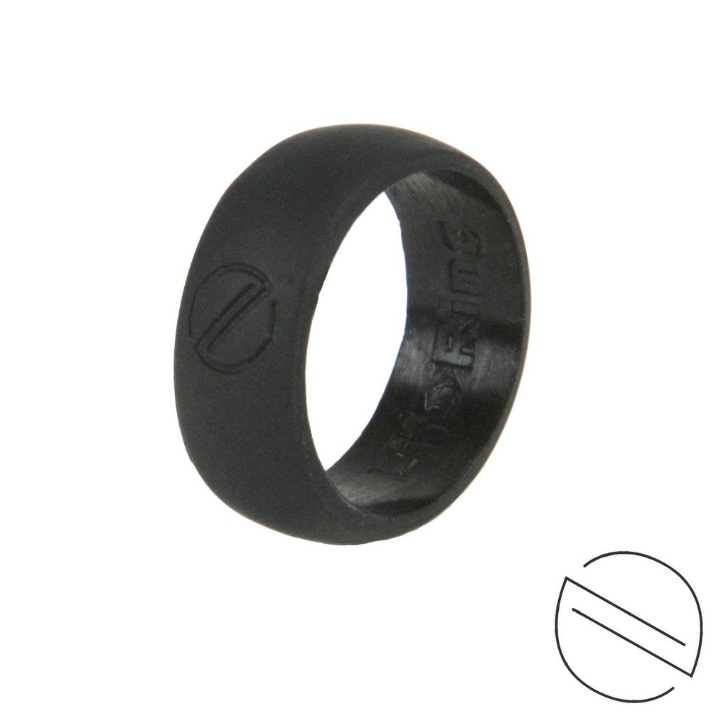 Life Ring - Men's Silicone Wedding Ring for Active Lifestyles | Flexible, Safe and Durable Silicone Wedding Band comes in Black, Blue and Red in US Sizes | 100% Life Time Replacement Warranty Included! Makes Great Gift or Stocking Stuffer! (Black, Si