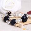 GEM-Inside Bracelet Semi Black Agate Coin Stone Silver Tennis Beads Link Tibetan Silver Fashion Jewelry for Women 7" view 2