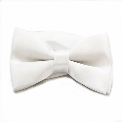 Soophen Solid Color Banded bowtie - White