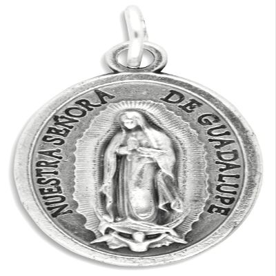Lot of 5 - Our Lady of Guadalupe / Sacred Heart Jesus 1" Medals Silver Oxidized Made in Italy