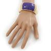 Avalaya Chunky Cream/Purple Enamel Hinged Bangle Bracelet In Gold Tone - 19cm L view 2
