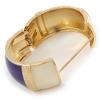 Avalaya Chunky Cream/Purple Enamel Hinged Bangle Bracelet In Gold Tone - 19cm L view 3