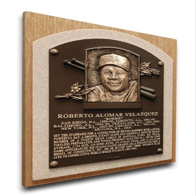 That's My Ticket MLB Toronto Blue Jays Roberto Alomar Baseball Hall of Fame Plaque on Canvas, Medium, Brown