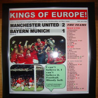 Lilywhite Multimedia Manchester United 2 Bayern Munich 1-1999 Champions League Final - Framed Print