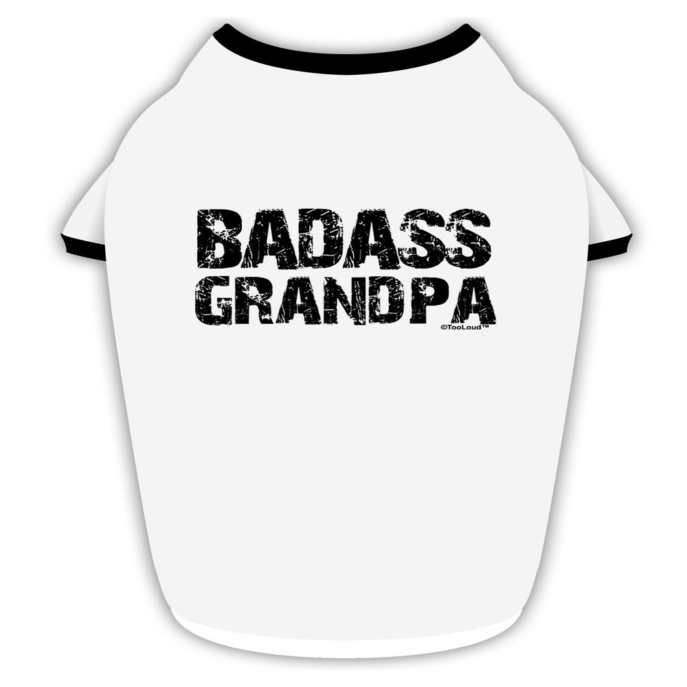 TOOLOUD Badass Grandpa Cotton Dog Shirt White with Black Large