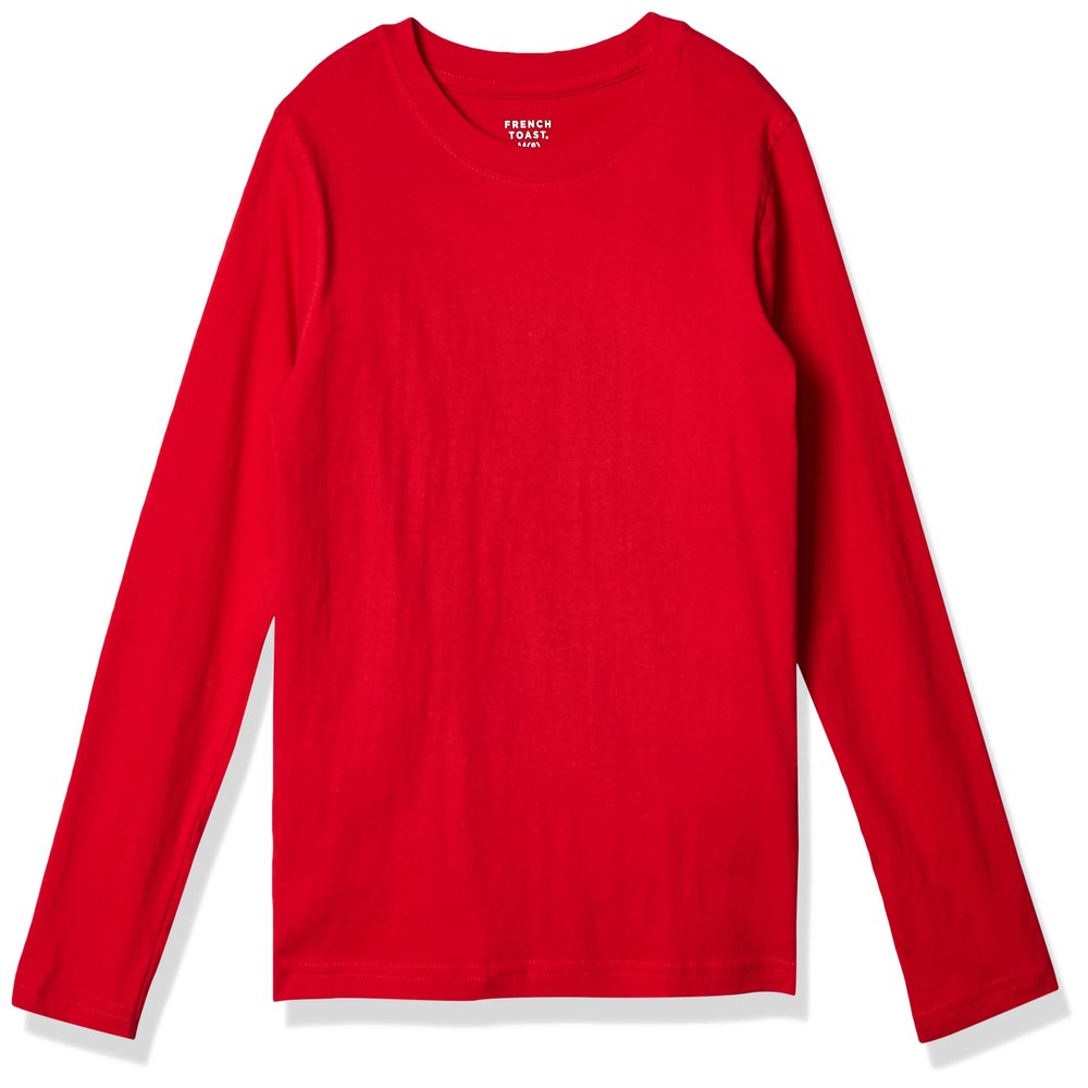 French Toast Boys' Little Long Sleeve Crewneck Tee T-Shirt, Red, 5