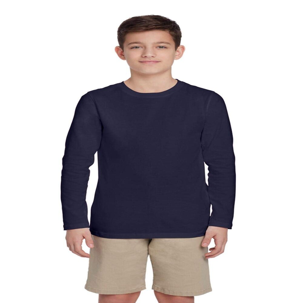 French Toast Boys' Big Long Sleeve Crewneck Tee T-Shirt, Navy, M (8)