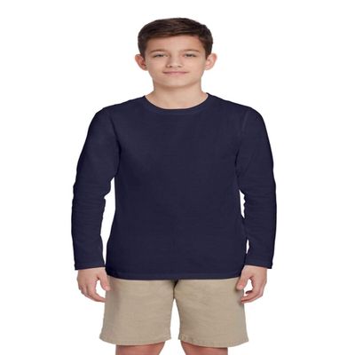 French Toast Boys' Big Long Sleeve Crewneck Tee T-Shirt, Navy, XL (14/16)