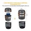 Bulin Camping Cookware Mess Kit, Nonstick Backpacking Cooking Set, Outdoor Cook Gear for Family Hiking, Picnic, Black, 3PC view 3