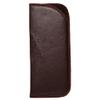 Calabria Half Slip-in Soft Eyeglass Case PU Leather Felt Brown Men Women Vertical Flat Eye Glasses Pouch Sunglasses Holder view 1
