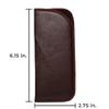 Calabria Half Slip-in Soft Eyeglass Case PU Leather Felt Brown Men Women Vertical Flat Eye Glasses Pouch Sunglasses Holder view 3