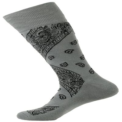 LEAF Paisley Design Cotton Mens Socks (One Size, Charcoal)