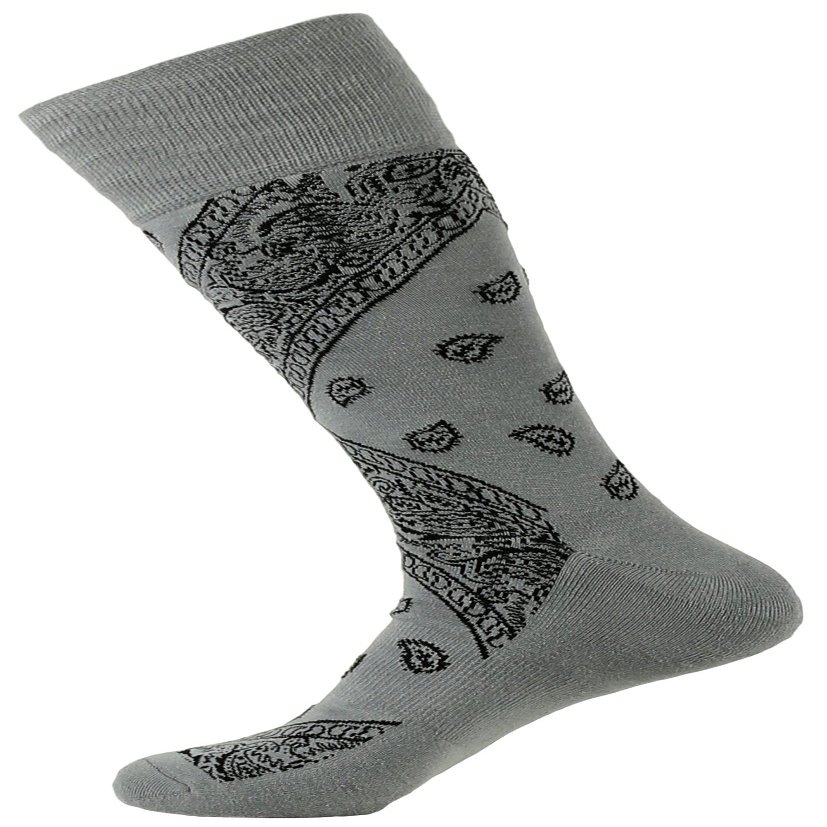 LEAF Paisley Design Cotton Mens Socks (One Size, Charcoal)