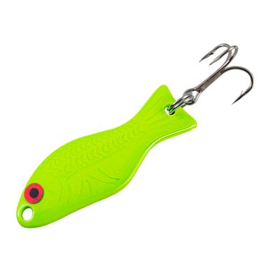 AL's Goldfish Lure Company, G200 Goldfish Freshwater Fishing Spoon Lure with Treble Hook for Trout, Salmon, Bass, Walleye, Northern Pike and Panfish. 1/4 oz. 2", #6 Hook, Chartreuse