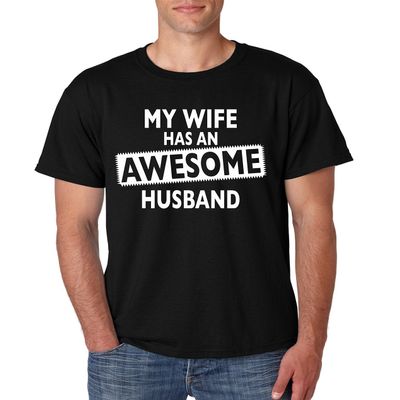 ALLNTRENDS Men T Shirt My Wife Has an Awesome Husband Father's Day (2XL, Black)