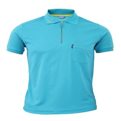 BCPOLO Men's Zip Polo Shirt Short Sleeve Dri Fit Athletic Polo Shirt-Aqua M