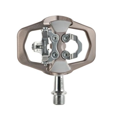 XPEDO TRVS Duo Bicycling Pedals | Hybrid SPD Clipless & Flat Platform, 6061 Forged Aluminum Body, Cromoly Spindle, 3 Sealed Bearings | Gray