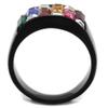 Marimor Jewelry 4.68 Carat Multi-Color Crystal Black Stainless Steel Cocktail Ring Women's Size 10 view 3