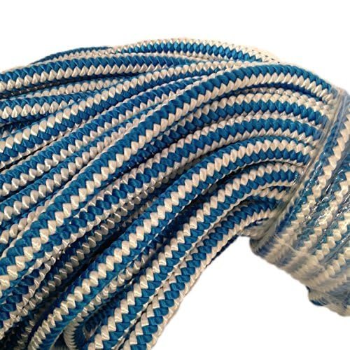Blue Ox Rope 1/2 Inch by 200 Feet 12 Strand Polyester Arborist Climbing Rope, Blue/White, Made in The USA
