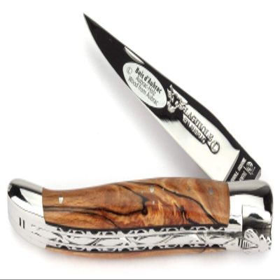 Laguiole en Aubrac Handmade Knife 12 cm Double platines L0712WAIF Aubrac Beech Wood Handle, Blade and bolsters Stainless Steel Shiny
