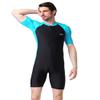 BIKMAN One-Piece Snorkeling Surfing Swim Suit Short Sleeves Plus Size Swimwear- Sun Protection (XXL(Weight:154lbs-176lbs), Light Blue) view 3