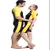 BIKMAN One-Piece Snorkeling Surfing Swim Suit Short Sleeves Plus Size Swimwear- Sun Protection (XXL(Weight:154lbs-176lbs), Yellow) view 4