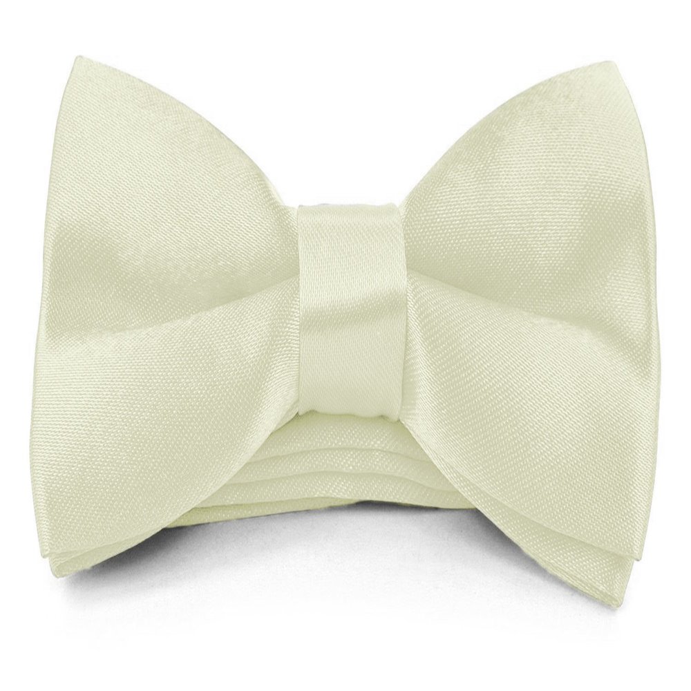 Moda Di Raza Boys Bowtie Pre-Tied Satin Formal Tuxedo Bowtie Adjustable Length Satin Kids Bow Tie - Off White Bow Tie One Size Bow Ties