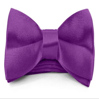 Moda Di Raza Boys Bowtie Pre-Tied Satin Formal Tuxedo Bowtie Adjustable Length Satin Kids Bow Tie - Purple One Size Bow Ties