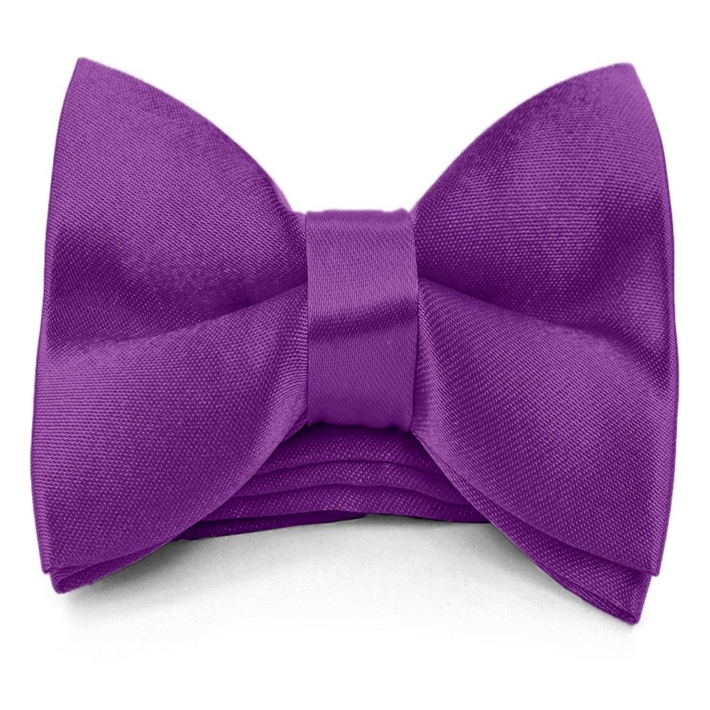 Moda Di Raza Boys Bowtie Pre-Tied Satin Formal Tuxedo Bowtie Adjustable Length Satin Kids Bow Tie - Purple One Size Bow Ties
