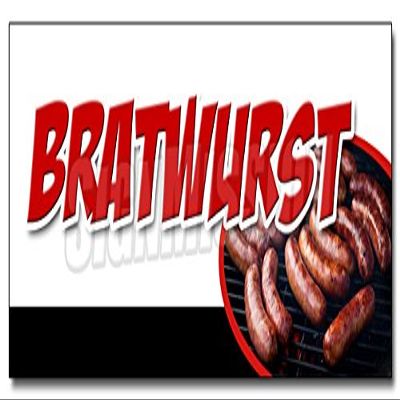 36" Bratwurst Decal Sticker Brats Beer Sauerkraut Sandwich bun Wisconsin eat