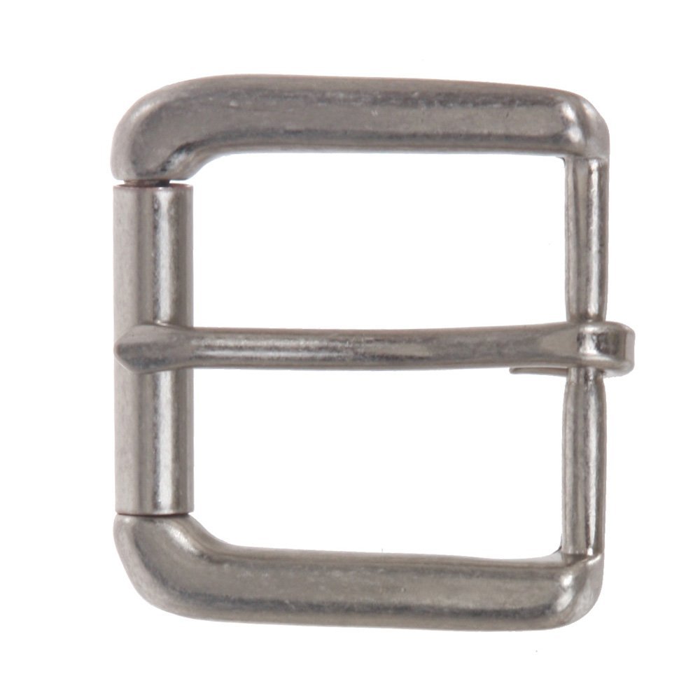 1 3/8" (35 mm) Single Prong Rectangular Roller Belt Buckle Color: Antique Silver