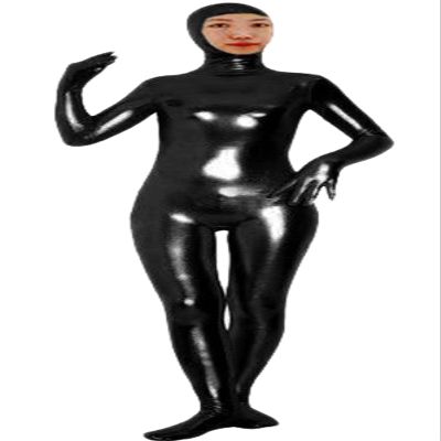 VSVO Shiny Spandex Open Face Full Bodysuit Zentai Costume (Small, Black)