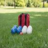 BuyBocceBalls Listing - Made in USA, Premium Quality Official Tournament Bocce Set - 110mm Blue and White Balls Nylon Bag; Regulation Size Balls 998 Grams (2 lbs. 3.2 oz.) view 4