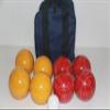 BuyBocceBalls Listing - Made in USA, Premium Quality Tournament Bocce Set - 110mm Gold and Dark Orange Balls, Nylon Blue Bag, 998 Grams (2 lbs. 3.2 oz.). Various Bag Colors view 1